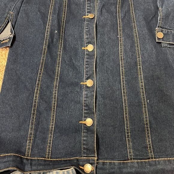 Jean Dress sexy off the shoulder button front fitted  pocket detail - Picture 7 of 7